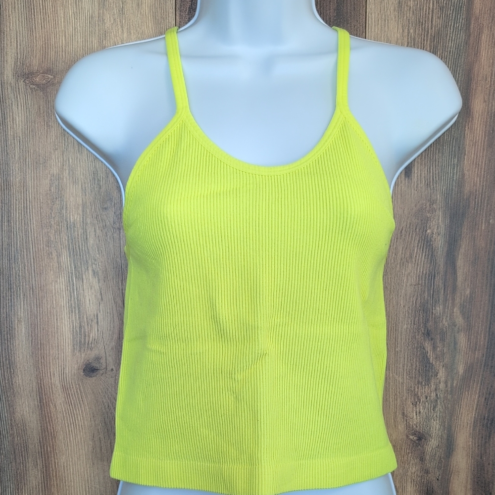 Ododos Vibrant Yellow Ribbed Crop Camisole Tank Top XL/XXL W190